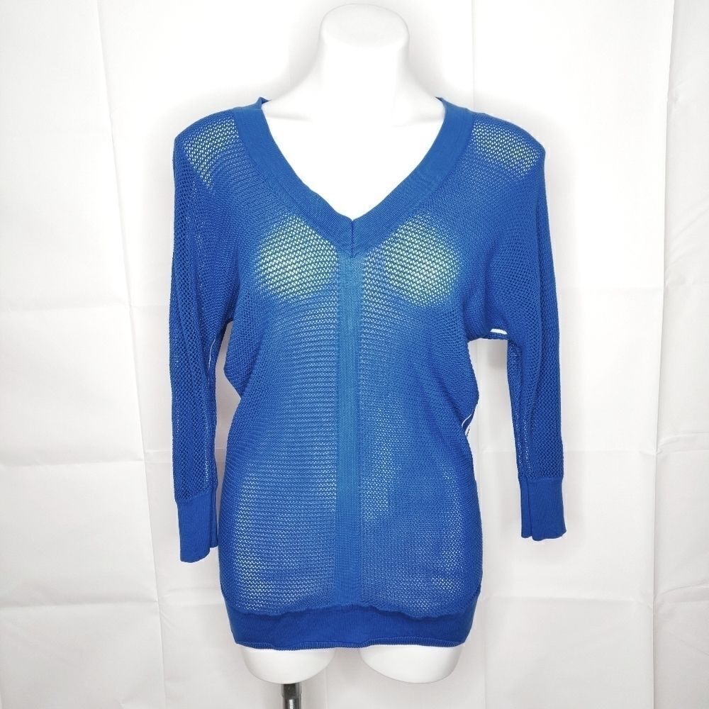 Magaschoni Royal Blue Striped Loose Knit Sweater M